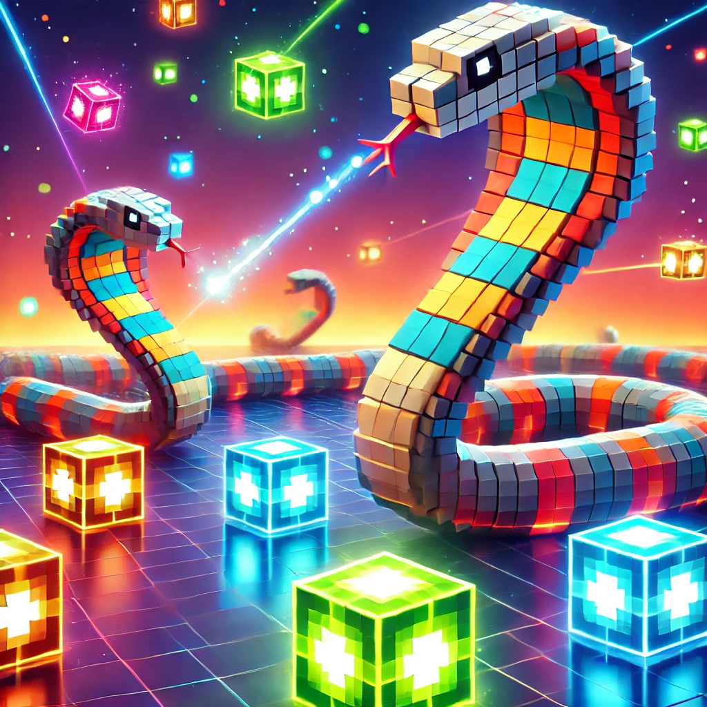 Dive into Blocky Snakes io White Fun